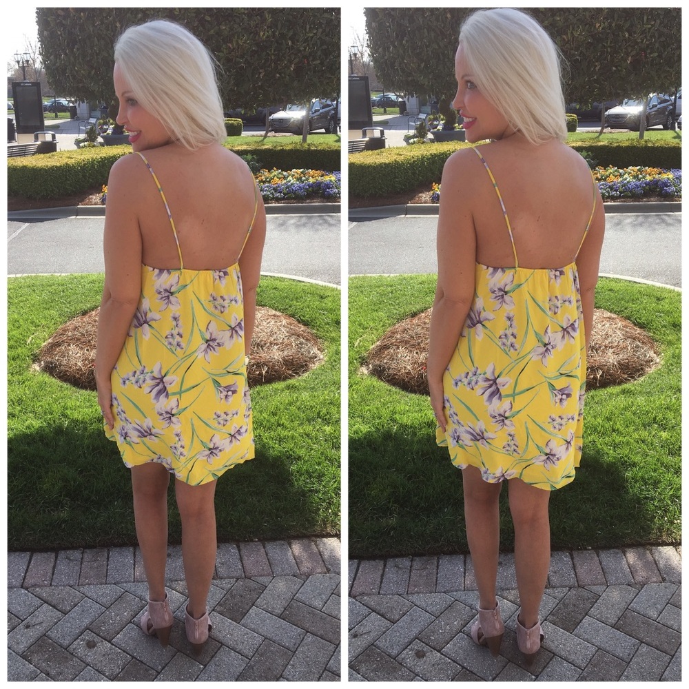 SUMMER CLEARANCE Sunny ☀️ Yellow Floral Dress - Picture 3 of 3